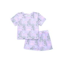Major Cuddles Girls' Short Sleeve Top and Shorts Pajama Set, 2- Piece, Sizes 4-18 & Plus