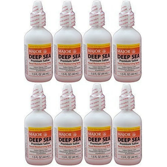Major Deep Sea Nasal Moisturizing Spray 1.5 Oz 8 Ct | Nasal Spray Decongestants for Adults | Health Care Products | Sinus Relief for Adults | Sinus Pressure Relief | Nasal Spray Allergy Relief