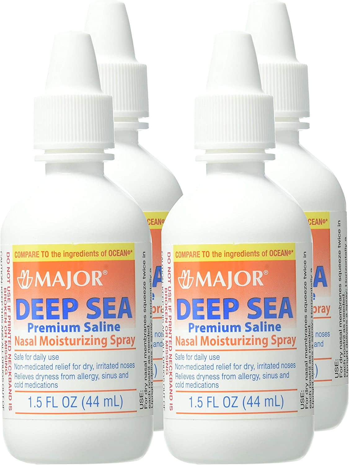 Major Deep Sea Nasal Spray 1.5 Oz Generic 4 Ct | Nasal Spray Decongestants for Adults | Health Care Products | Sinus Relief | Sinus Medicine for Adults | Nasal Spray Allergy Relief
