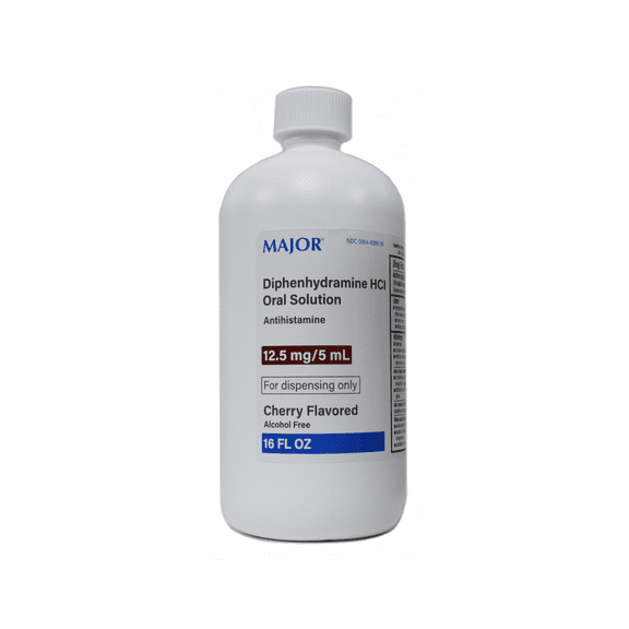 Major Diphenhydramine HCI 12.5mg/5 mL Oral Solution, Cherry, 16 Ounce