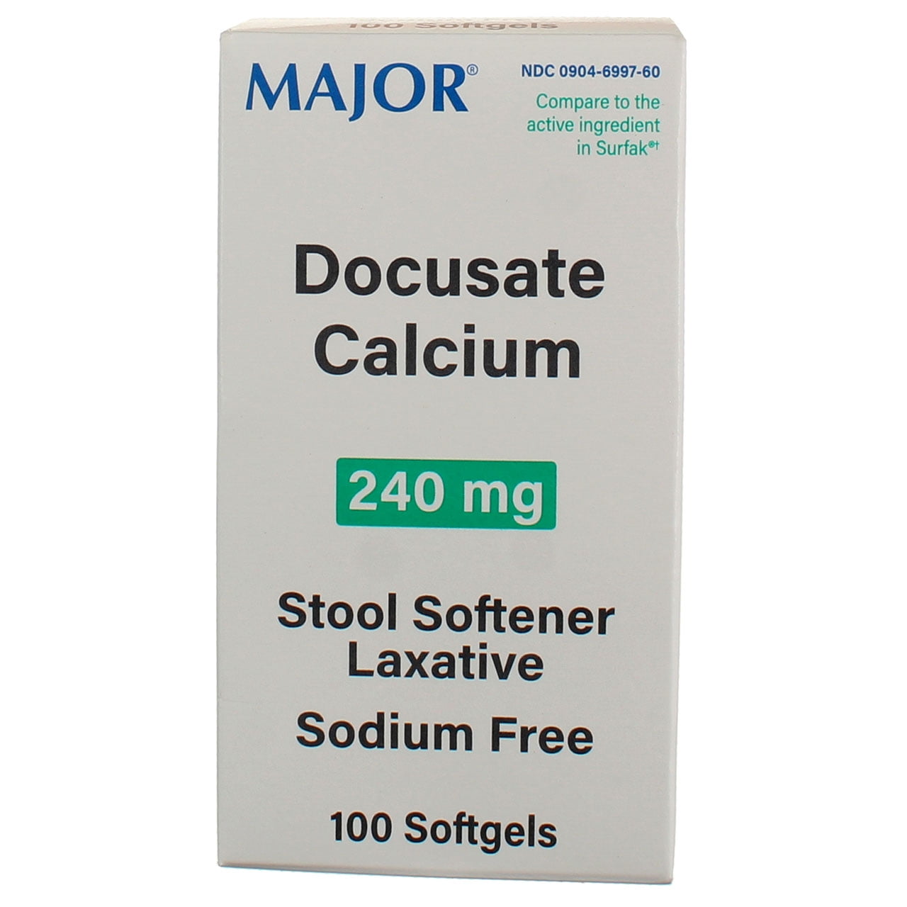 Docusate Calcium 240mg. Stool Softener Softgels. 3-Pack.