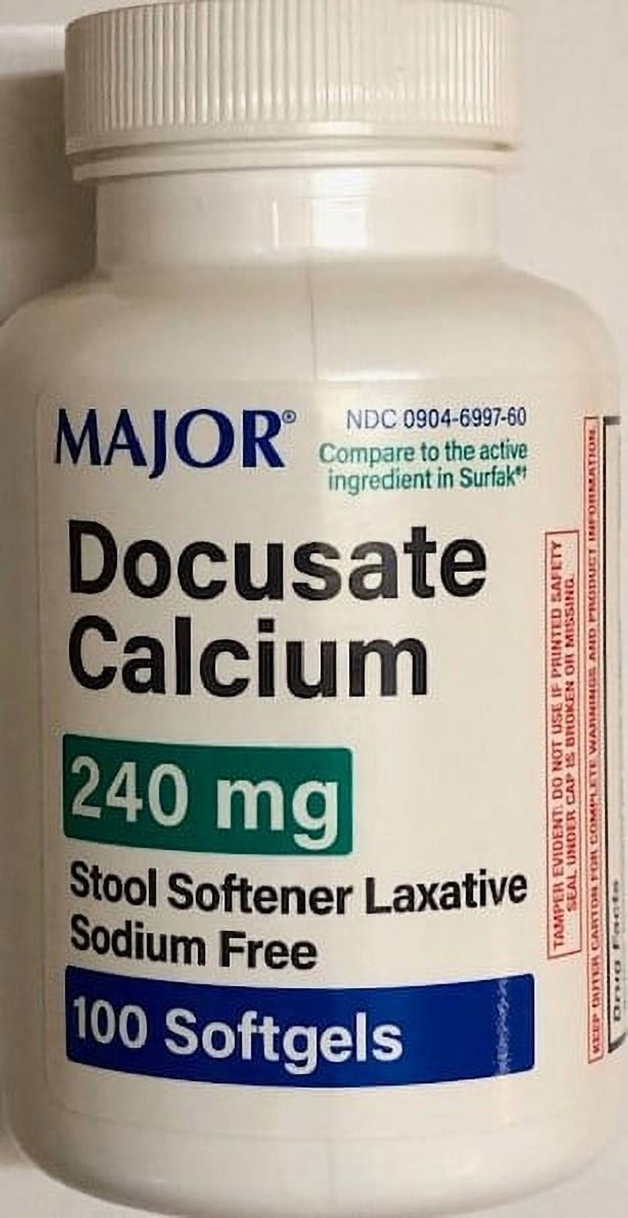Docusate Calcium. KAO-TIN 240mg Stool Softener Softgels. 4-Pack