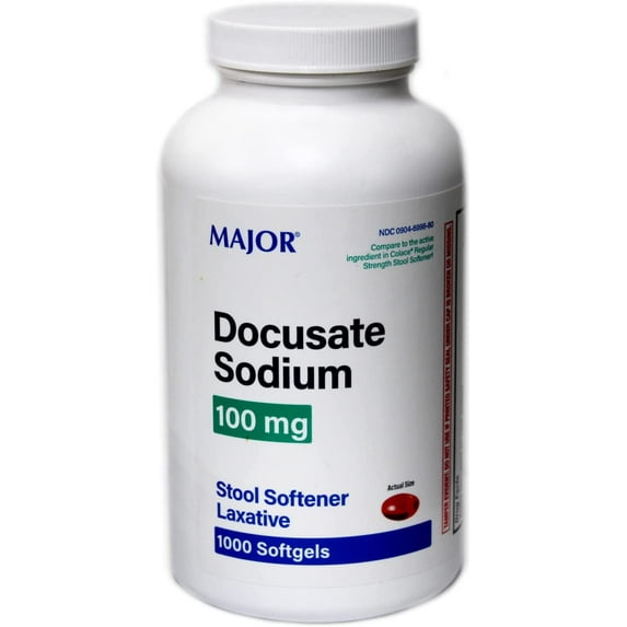 Major Dok Stool Softeners 1000 Softgels 100 Mg | Constipation Relief for Adults | Laxatives for Constipation | Docusate Sodium Natural Stool Softener | Gentle Laxative for Women and Men