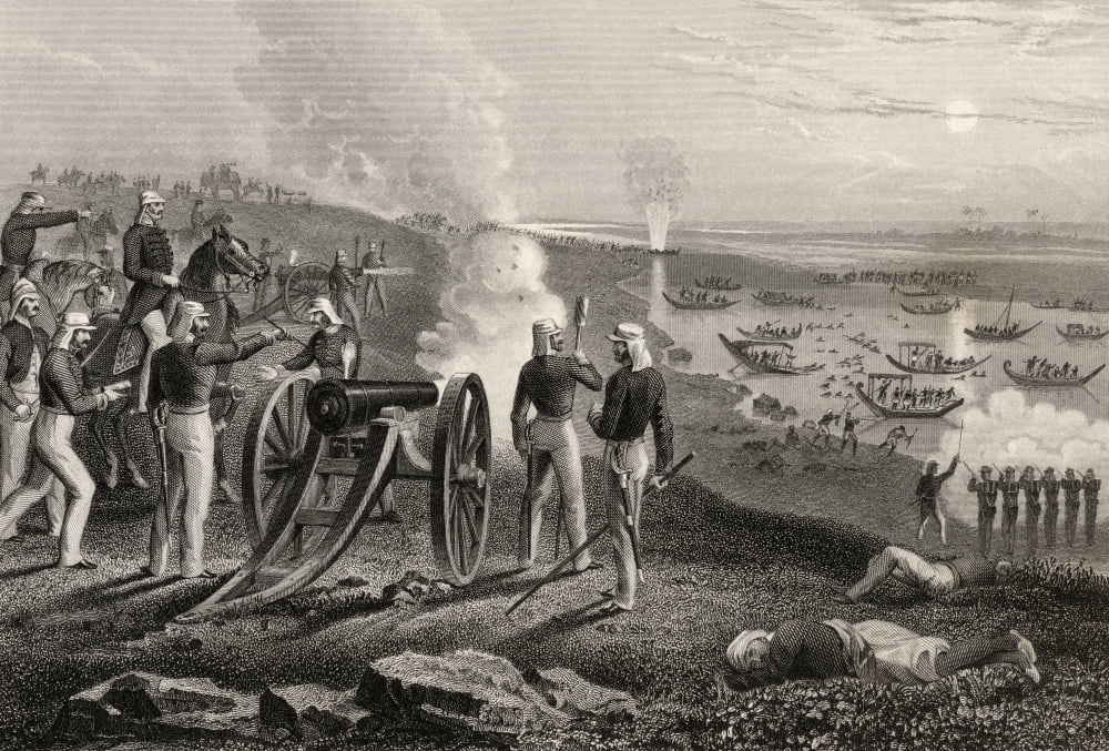 Major Eyre Driving The Oude Rebels From Allahabad 1857 From The History Of The Indian Mutiny Published 1858 Canvas Art - Ken Welsh Design Pics (17 x 12)