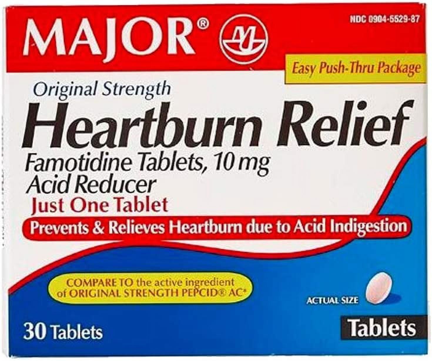 Major Famotidine Heartburn Relief Acid Reducer 10mg Original Strength Unisex Adult Pink