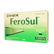 Major Ferosul Ferrous Sulfate Tablets, 325 mg, Green, 100 Count