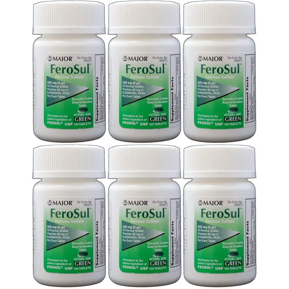 Major Ferosul Tablets, 325 mg, Green, 100 Count