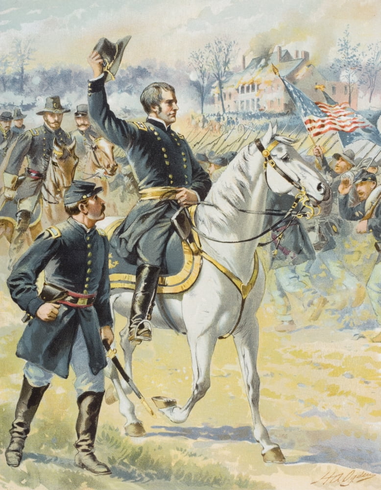 Major General Hooker At The Battle Of Chancellorsville May 3 1863 Artist HA Ogden Canvas Art - Ken Welsh Design Pics (12 x 16)