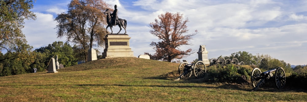 Major General Winfield Scott Hancock Equestrian Monument at Gettysburg National Military Park Gettysburg Pennsylvania USA Canvas Art - Panoramic Images (12 x 36)