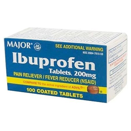 Major Ibuprofen Pain Reliever & Fever Reducer Tablets, 200 mg, 100 Count