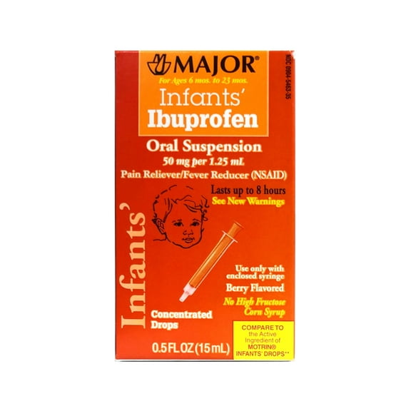 Major Infants' Ibuprofen Oral Suspension Berry Flavor Pain Reliever & Fever Reducer Syrup, 40 mg, 0.5 Fl. Oz.