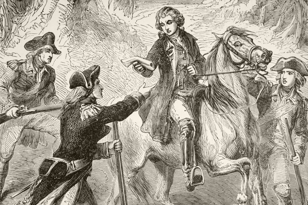 Major John Andre Is Captured By John Paulding David Williams And Isaac Van Wart During The American Revolutionary War From A 19Th Century Illustration Canvas Art - Ken Welsh Design Pics (17 x 11)