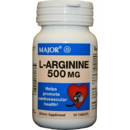 Major L-Arginine 500mg Help Promote Cardiovascular Health Supplement, 50 ct
