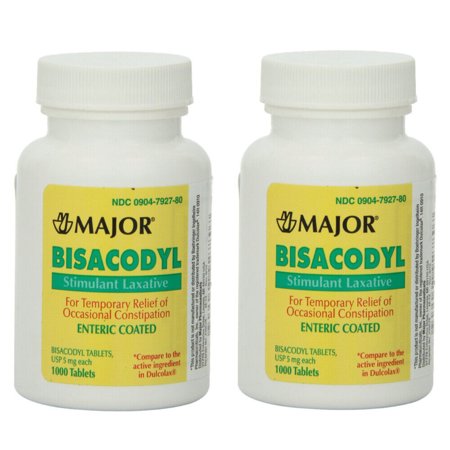 Major Laxative Bisacodyl 5mg Enteric Coated Compare To Dulcolax 1000 Each 2 Pack