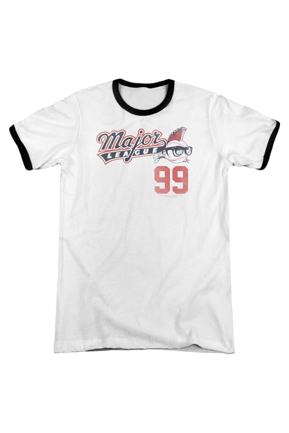 Major League 99 Adult Ringer T-Shirt White Black