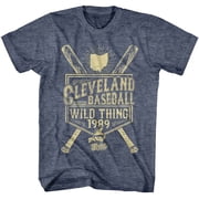 Major League Vintage Cleveland Baseball Men's T Shirt NavyHeather, AdultL