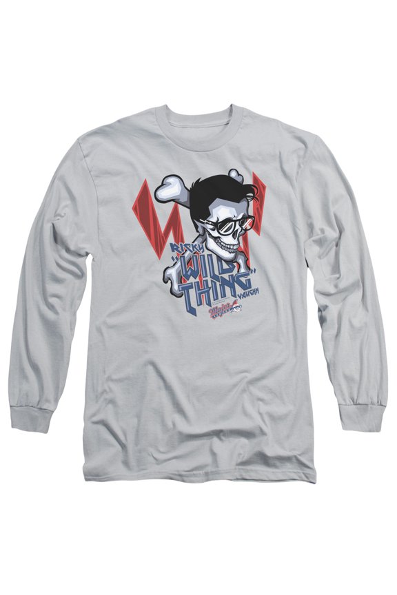 Major League Wild Skull Long Sleeve Adult 18/1 T-Shirt Silver