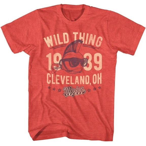 Major League Wild Thing Cleveland Ohio Men's T Shirt (RedHeather, AdultM)