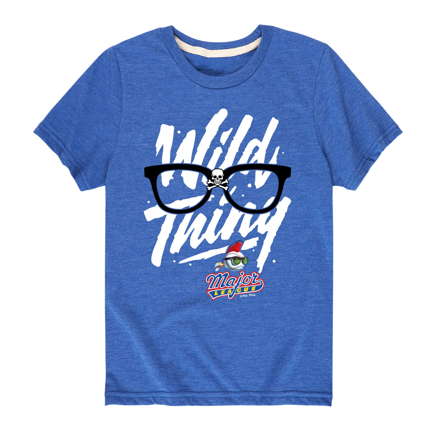 Major League - Wild Thing Glasses - Toddler and Youth Short Sleeve Graphic T-Shirt, Toddler Unisex, Size: Small, Blue