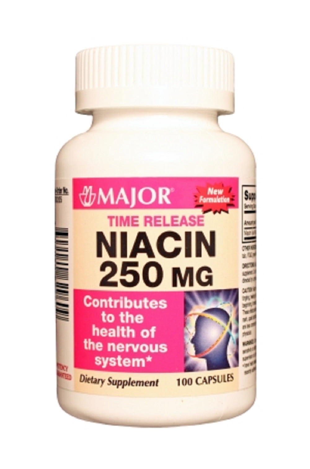 Major Niacin Tr 250Mg CAPS  Niacin-250 Mg Green/Clr/Yel 100 Caps Upc 309040629609