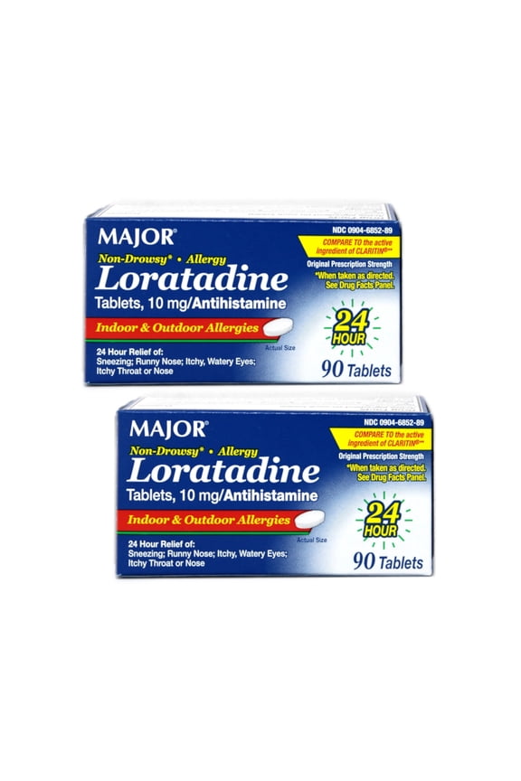 Non-Drowsy Allergy Loratadine 10mg Antihistamine, 90 Tablets - Pack of 2