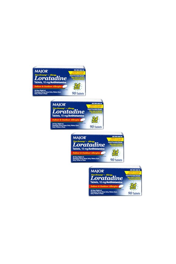 Non-Drowsy Allergy Loratadine 10mg Antihistamine, 90 Tablets - Pack of 4