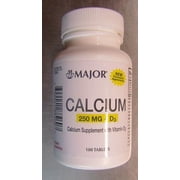 Major Oyster Shell Calcium Carbonate with Vitamin D Tablets 250mg, 100ct