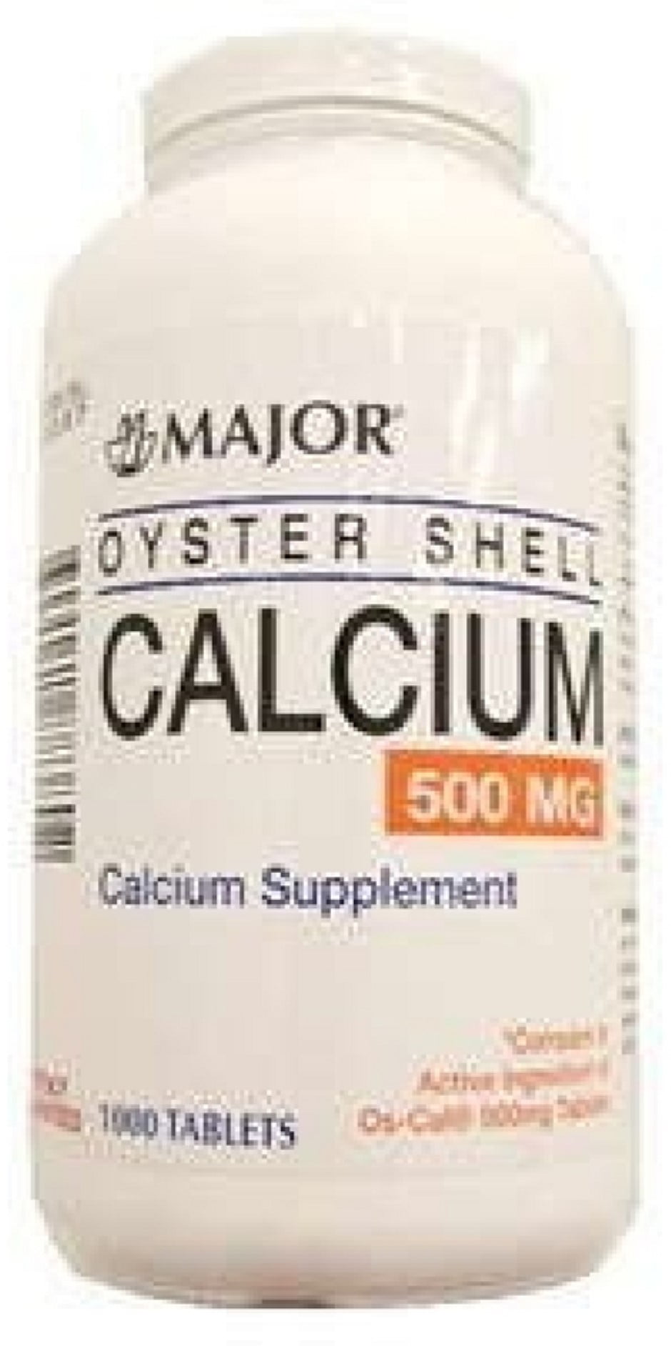 Major Oyster Shell Calcium Tablets, 500 mg, 1000 Count