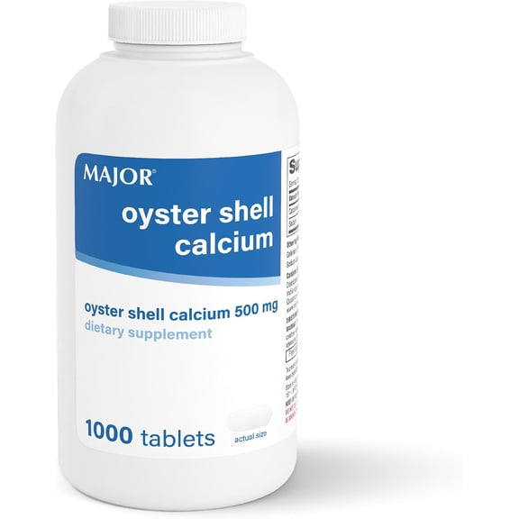 Major Oyster Shell Calcium Tablets, 500 mg, 1000 Count