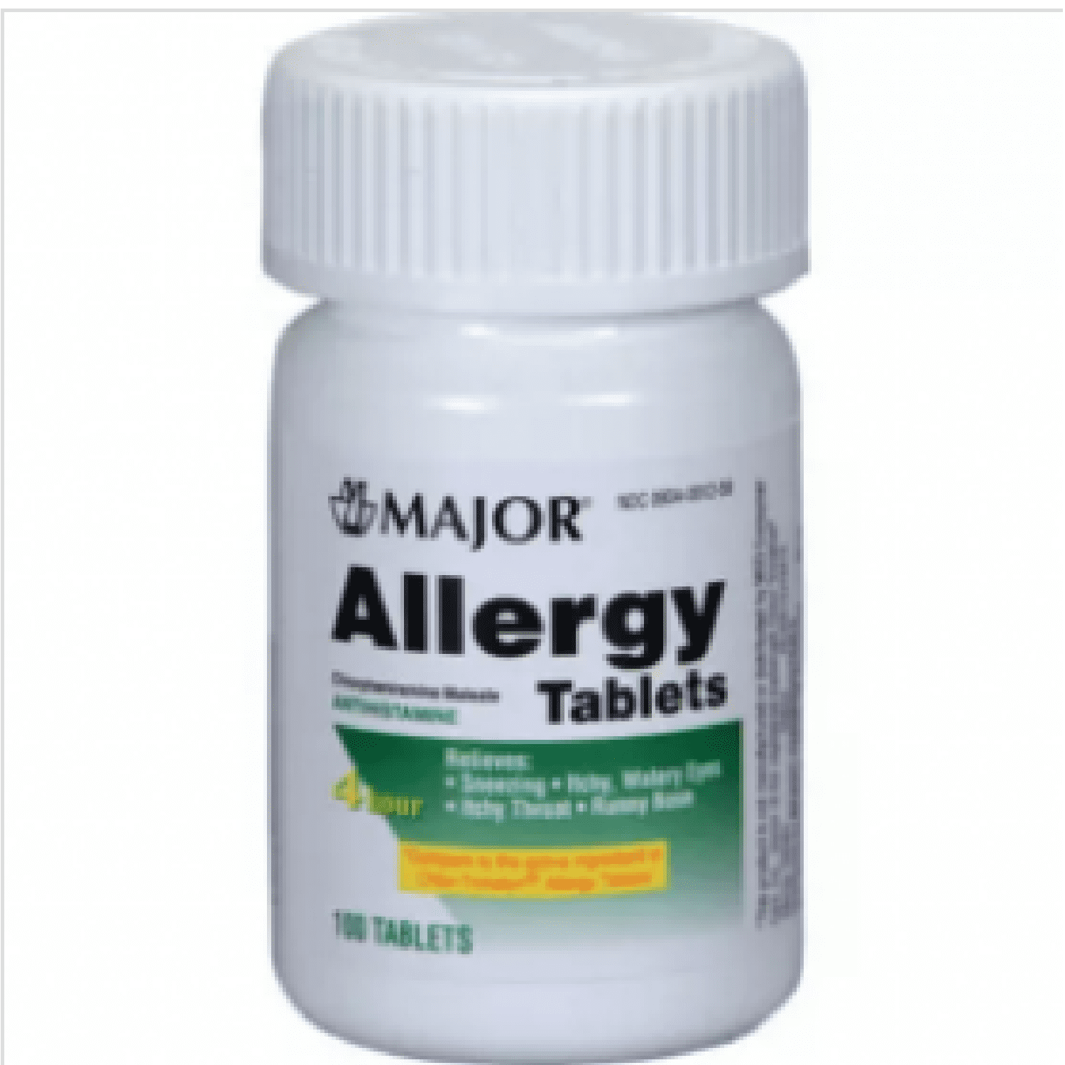 Major Allergy Antihistamine Tablets 4 Hour Relieves, 100 Ct