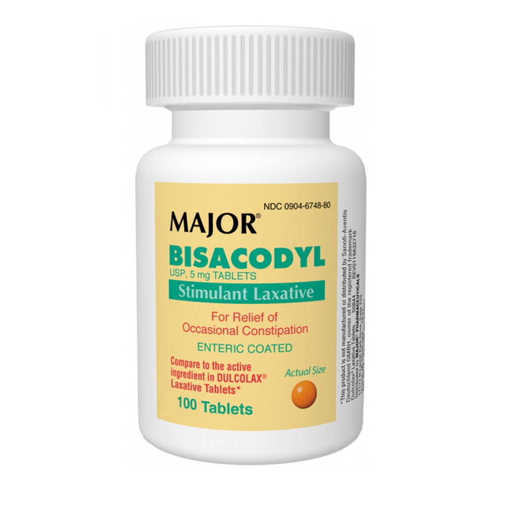 Major Pharmaceuticals Bisacodyl Stimulant Laxative 100 5mg Enteric