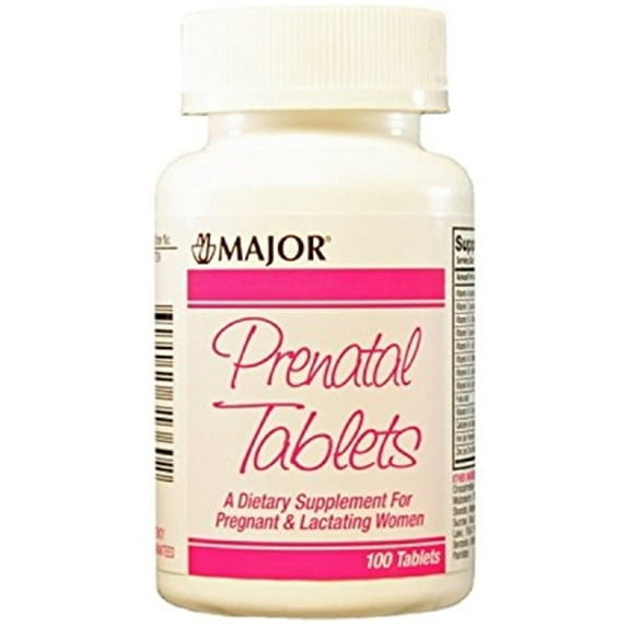 Major Pharmaceuticals Major PRENATAL TABS ASCORBIC ACID-100 MCG Pink 100 Tablets UPC 309045313602