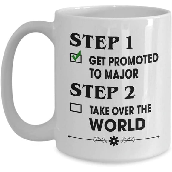 Major Promotion Coffee Mug New Military Ranks Promoted Congratulations Graduation Coffee Mug for Army, Tea Cup Funny Gift For Mother, Father Noel, Christmas