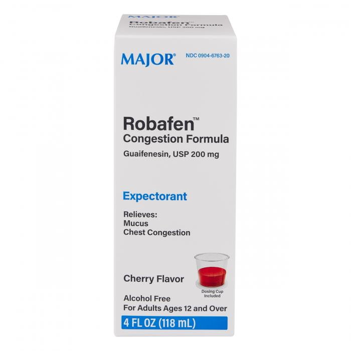 Major Robafen Congestion Formula Expectorant Guaifenesin USP 200 mg