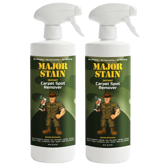 Major Stain Carpet Stain Remover Spray 32oz (2 Pack) – Powerful Cleaner & Spot Remover for Upholstery, Rugs & Fabric – Removes Wine, Coffee, Grease & Food Stains – Fragrance Free
