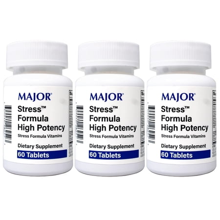 Major Stress Formula - High Potency Stress Formula Vitamins - Dietary Supplement - 60 Tablets - 3 Pack