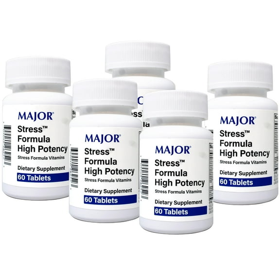 Major Stress Formula - High Potency Stress Formula Vitamins - Dietary Supplement - 60 Tablets - 5 Pack
