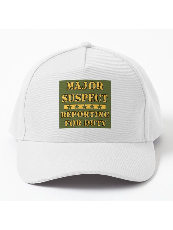 Major Suspect Reporting Baseball Cap, Duty Statement Graphic Design, Classic Hat