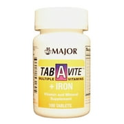 الفيتامينات المتعددة الرئيسية Tab-A-Vite + أقراص مكملات الحديد ، 100 Count