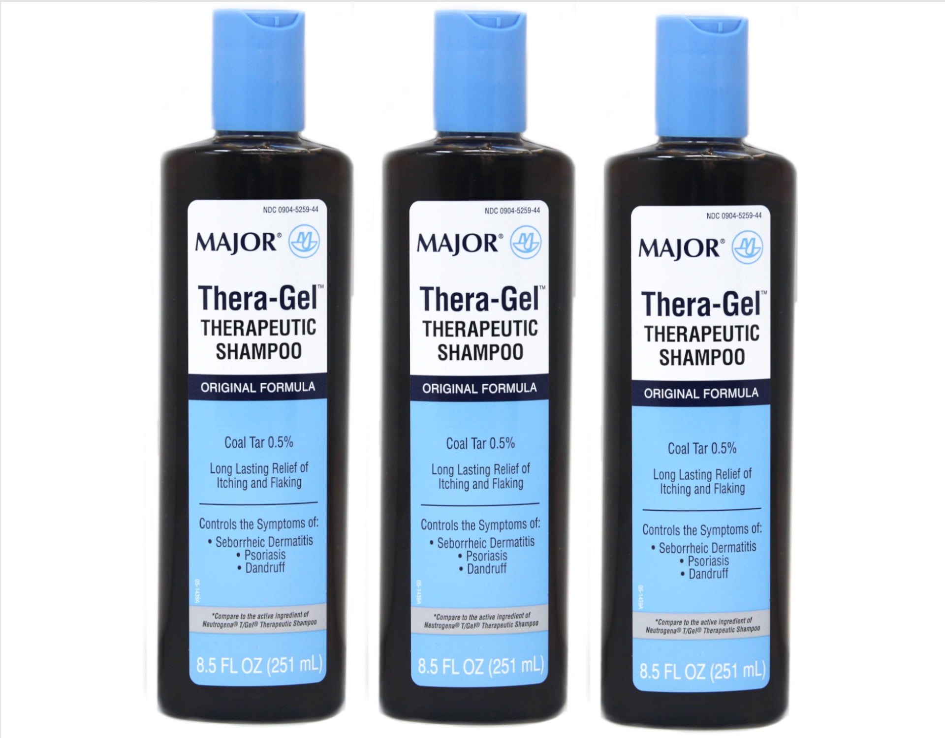 Major Thera-Gel Therapeutic Shampoo Original Formula Coal Tar 0.5%, 8 Fl. Oz. - Pack of 3
