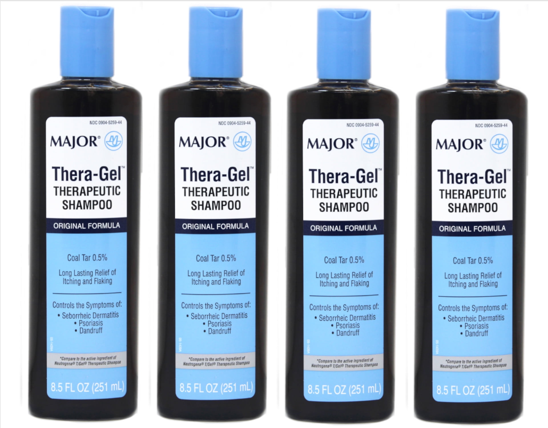 Major Thera-Gel Therapeutic Shampoo Coal Tar 0.5% 8.5 oz. (4 Bottles)