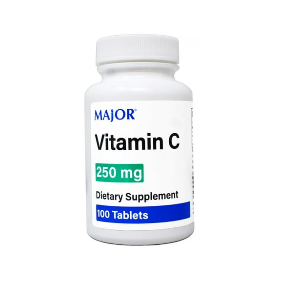 Major Vitamin C 250 mg Dietary Supplement, 100 Tablets