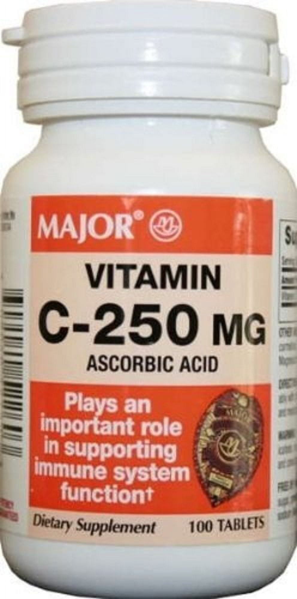 Major VitaminC 250 mg Ascorbic Acid Tablets, 100 CT (PACK OF 7