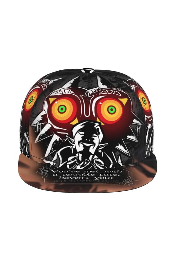 Majora's Mask Zelda Unisex Flat Brim Cap Adjustable Fitted Hat Baseball Cap for Men Women