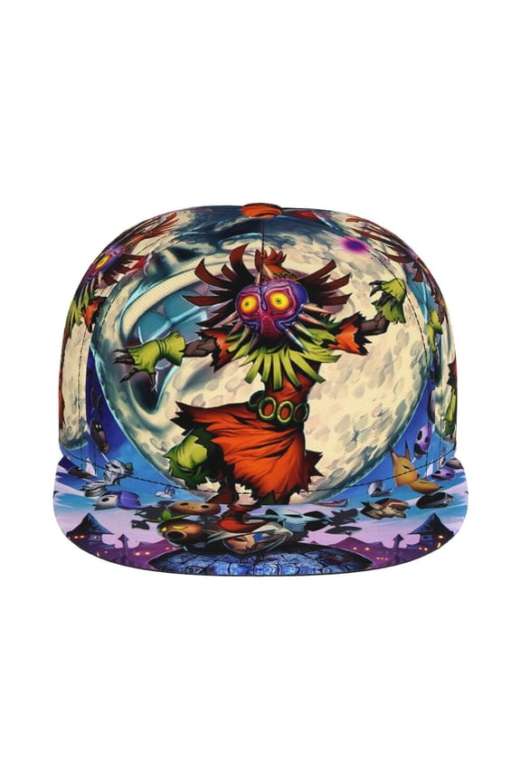 Majora's Mask Zelda Unisex Flat Brim Cap Adjustable Fitted Hat Baseball Cap for Men Women