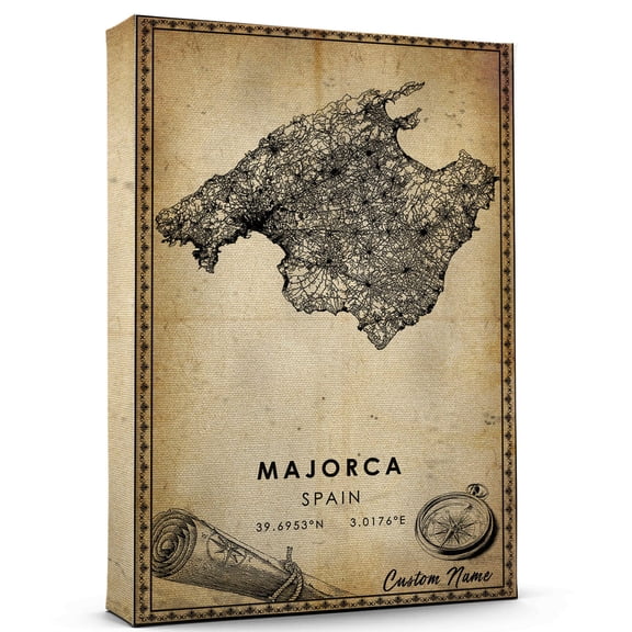 Majorca Map Poster, Spain Map Art Poster, Canvas, Majorca Map City vintage Poster, Street Map Artwork Poster, Majorca Map Canvas - 89AZ145