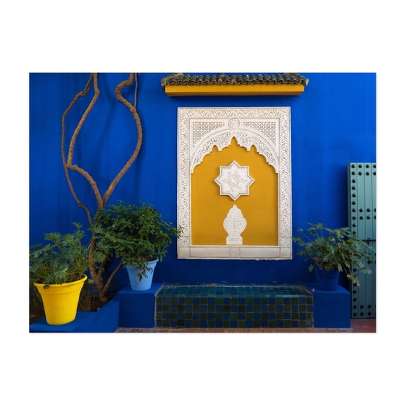 Majorelle Dreams - Marrakech Marrakech-Safi Morocco Photography Architecture Mediterranean Geometric Botanical Pattern Minimalist Garden Unframed Wall Art Print 24 x 32 inches