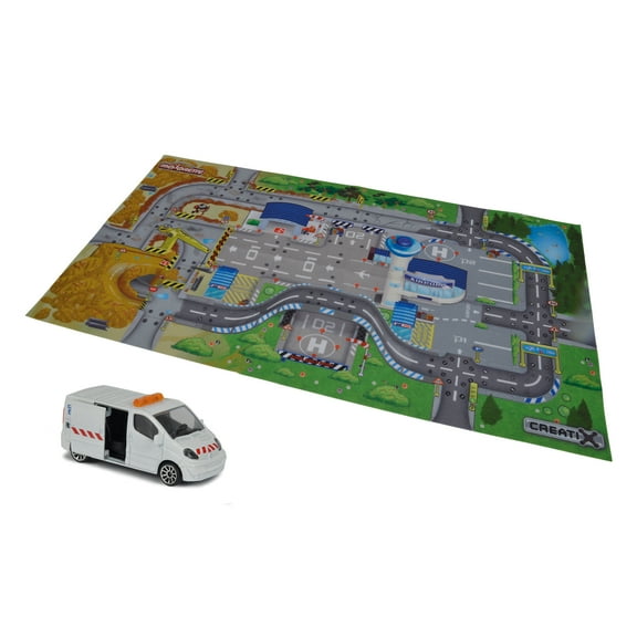 Majorette - Creatix Construction Playmat Playset with 1 Die-Cast Car