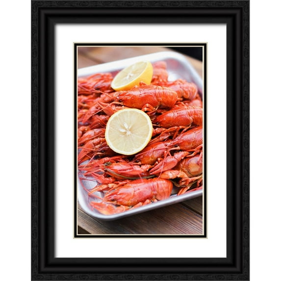 Majority World CIC 23x32 Black Ornate Wood Framed with Double Matting Museum Art Print Titled - Crayfish close-up
