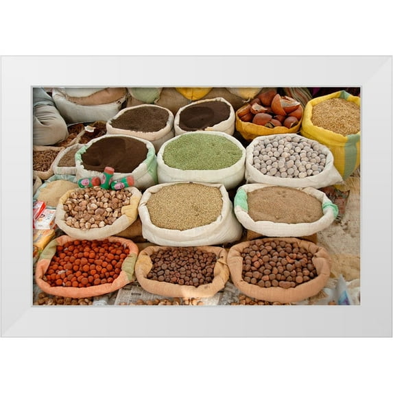 Majority World CIC 32x23 White Modern Wood Framed Museum Art Print Titled - Assorted spices sold at an open market at the village fair-known as Haat-Nagpur-Maharashtra-India